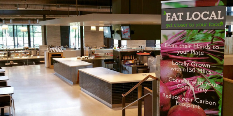 Inside western dining with eat locally sign